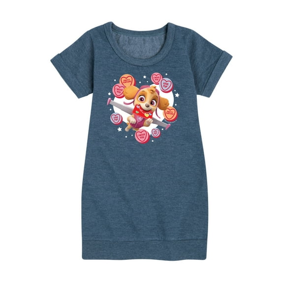 Paw Patrol - Skye Conversation Hearts - Toddler And Youth Girls Fleece Dress