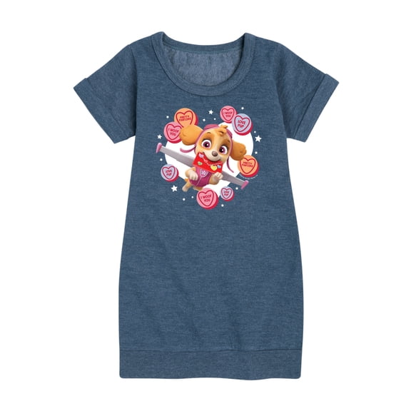 Paw Patrol - Skye Conversation Hearts - Toddler And Youth Girls Fleece Dress