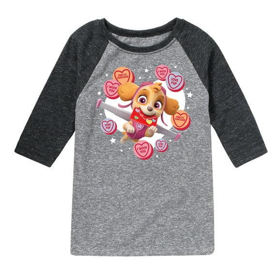 Paw Patrol - Skye Conversation Hearts - Toddler And Youth Raglan Graphic T-Shirt