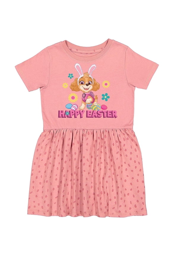 Paw Patrol Skye Easter Bunny Ruffle Sleeve Infant Toddler Fine Jersey Dress 3T Mauvelous Spot