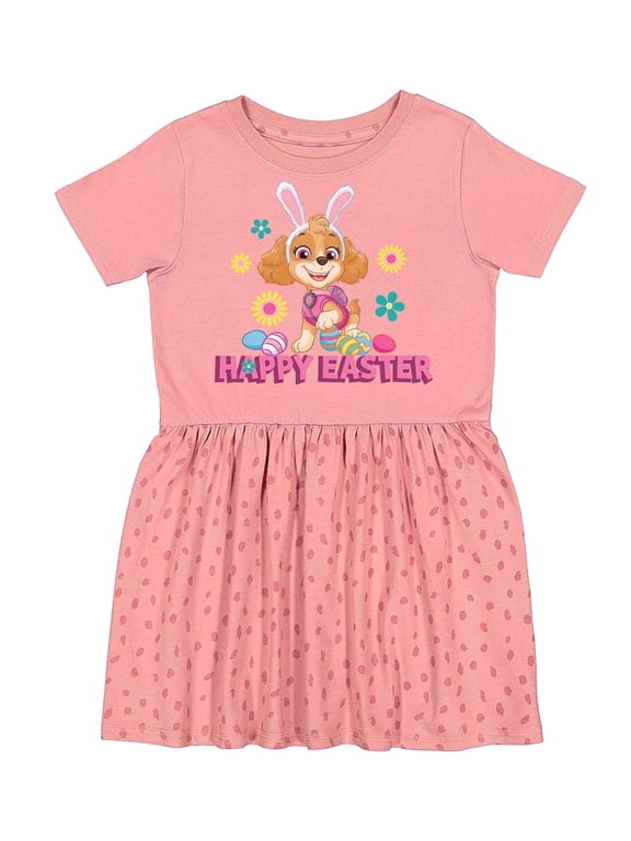 Paw Patrol Skye Easter Bunny Ruffle Sleeve Infant Toddler Fine Jersey Dress 5T Mauvelous Spot