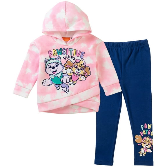 Paw Patrol Skye Everest Little Girls Pullover Crossover Fleece Hoodie and Leggings Outfit Set Toddler to Big Kid