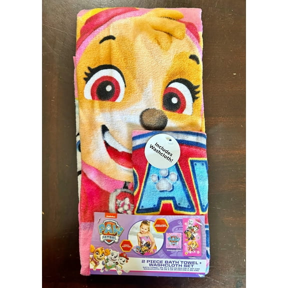 Paw Patrol Skye Kids Cotton 2 Piece Towel and Washcloth Set