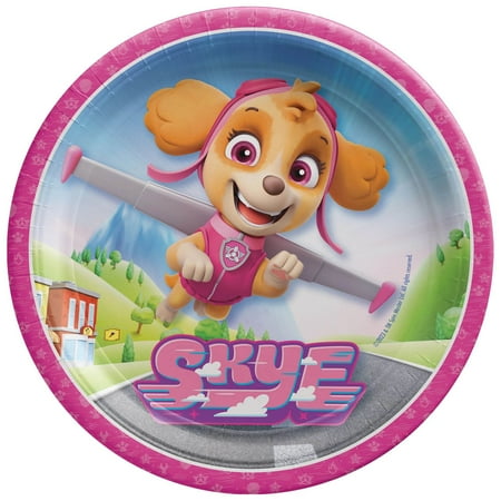 Prime Party Paw Patrol Skye Birthday Party Disposable Paper Plates, 8 Count, 9 inch
