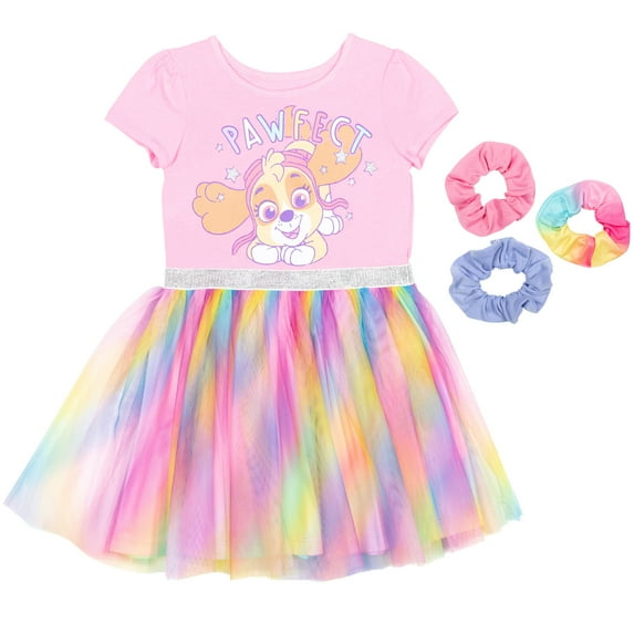 Paw Patrol Skye Little Girls Tulle Dress and Scrunchies Toddler to Little Kid