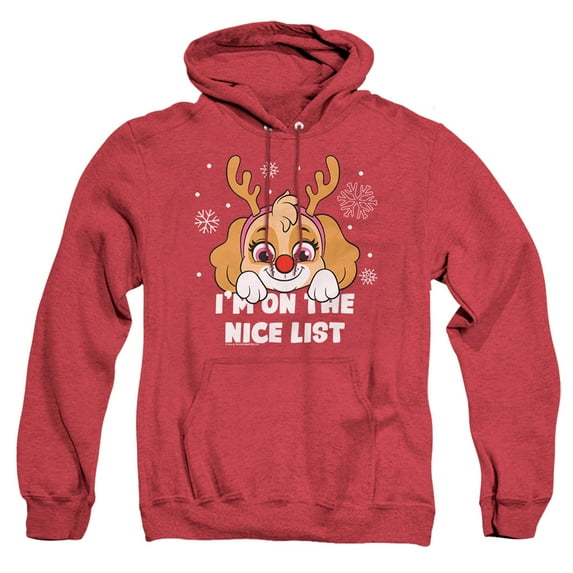 Paw Patrol Skye Nice Christmas List Unisex Adult Pull-Over Heather Hoodie, Red Heather, Small