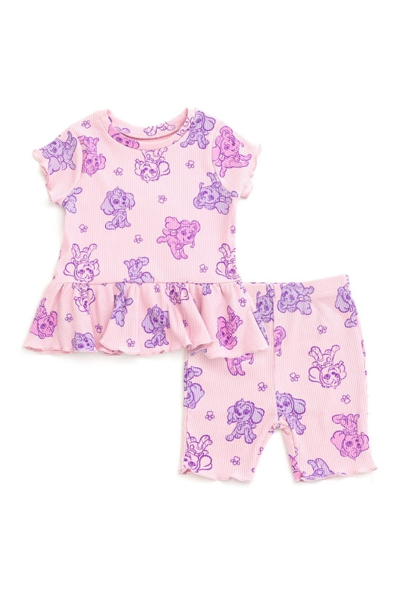 Skye Ribbed Peplum T-Shirt and Shorts Outfit Set Newborn to Little Kid