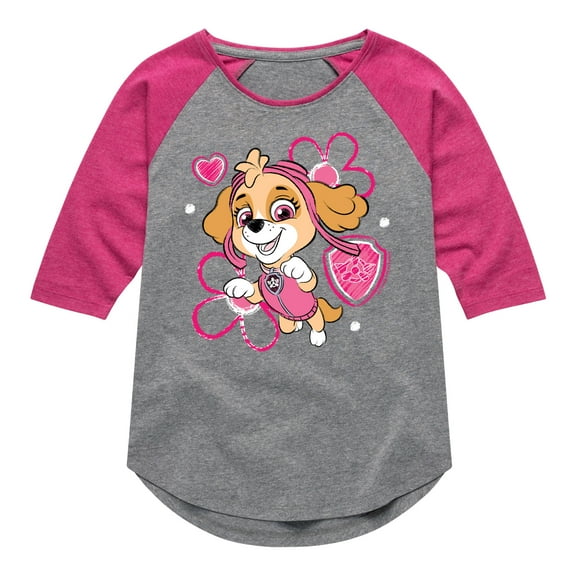 Paw Patrol - Skye Sketch - Toddler & Youth Girls Raglan Graphic T-Shirt