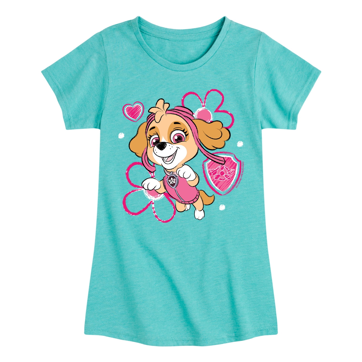 T-Shirt Fille Paw Patrol Skye 4 Ans - Col à Fronces, Coupe Près Du Corps - Coton 100%