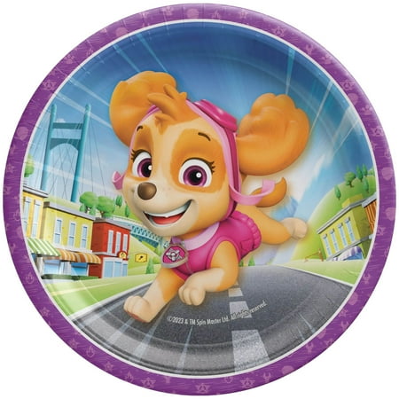 Prime Party Paw Patrol Skye Paper Plates, Disposable Dessert Party Supplies, 7 inch 8 Count