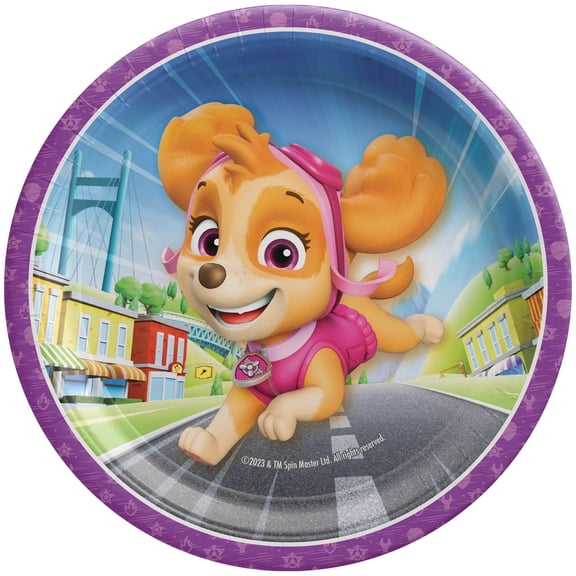 Prime Party Paw Patrol Skye Paper Plates, Disposable Dessert Party Supplies, 7 inch 8 Count