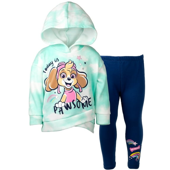 Paw Patrol Skye Toddler Girls Pullover Crossover Fleece Hoodie and Leggings Outfit Set Toddler to Big Kid