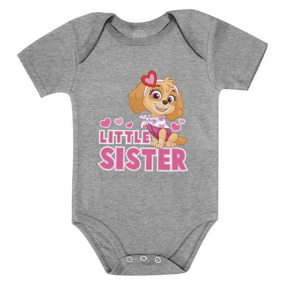 Paw Patrol Skye-themed Tstars Baby Bodysuit - Little Sister Newborn Outfit - Ideal Gift for Baby Girls - Adorable Baby Shower Present - Everyday Wear and Special Occasions - 12M (6-12M) Gray