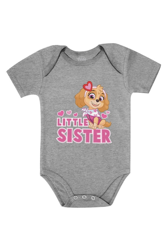 Paw Patrol Skye-themed Tstars Baby Bodysuit - Little Sister Newborn Outfit - Ideal Gift for Baby Girls - Adorable Baby Shower Present - Everyday Wear and Special Occasions - 12M (6-12M) Gray