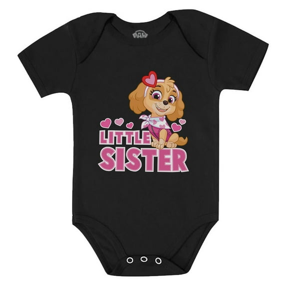 Paw Patrol Skye-themed Tstars Baby Bodysuit - Little Sister Newborn Outfit - Ideal Gift for Baby Girls - Adorable Baby Shower Present - Everyday Wear and Special Occasions - 6M (3-6M) Black