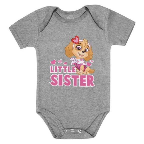 Paw Patrol Skye-themed Tstars Baby Bodysuit - Little Sister Newborn Outfit - Ideal Gift for Baby Girls - Adorable Baby Shower Present - Everyday Wear and Special Occasions - NB (0-3M) Gray