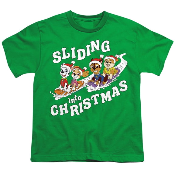 Paw Patrol Sliding Into Christmas Kids T Shirtfor Youth Toddler Boys and Girls