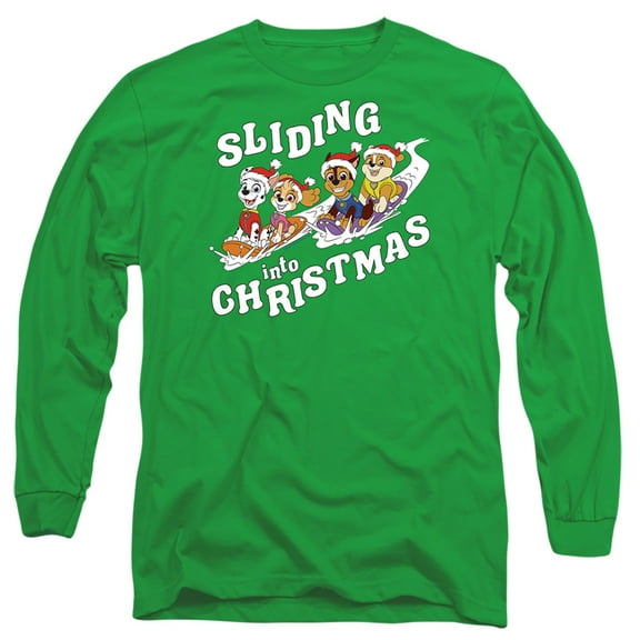 Paw Patrol Sliding Into Christmas Unisex Adult Long-Sleeve T Shirt