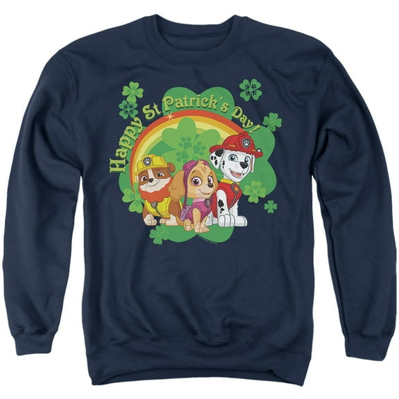 Paw Patrol St. Patrick's Day Team Unisex Adult Crewneck Sweatshirt (Large) Navy