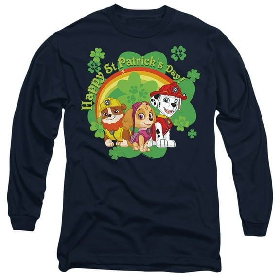 Paw Patrol St. Patrick's Day Team Unisex Adult Long-Sleeve T Shirt (Small) Navy