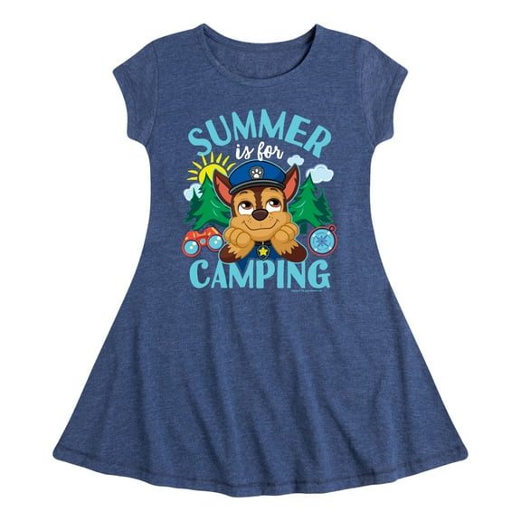 Paw Patrol - Summer Is For Camping - Toddler And Youth Girls Fit And Flare Dress
