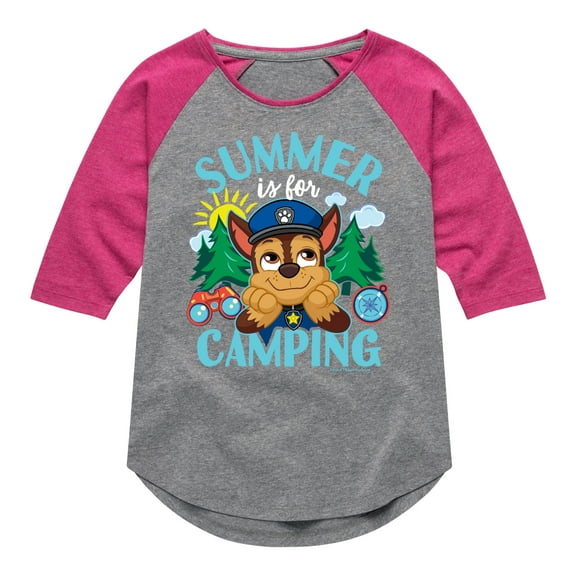 Paw Patrol - Summer Is For Camping - Toddler And Youth Girls Raglan Graphic T-Shirt