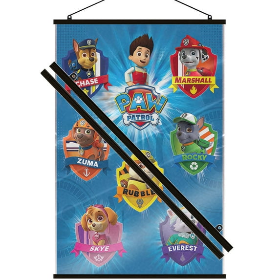 Paw Patrol - TV Show Poster (Character Crests - Badges) (Size: 24" x 36") (Laminated Poster & Black Hanger)