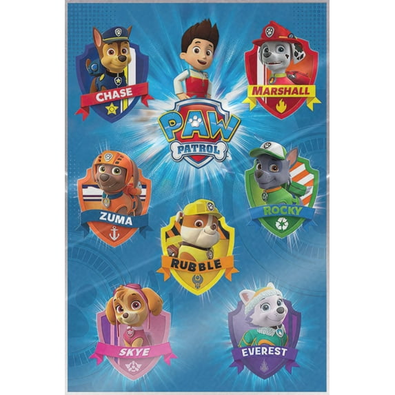 Paw Patrol - TV Show Poster (Character Crests - Badges) (Size: 24" x 36") (Laminated Poster)
