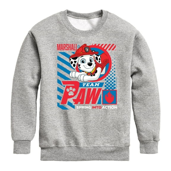 Paw Patrol - Team Paw Marshall - Toddler & Youth Crewneck Fleece Sweatshirt