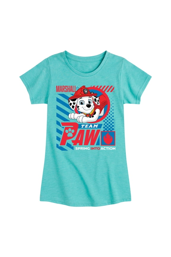 - Team Paw Marshall - Toddler & Youth Girls Short Sleeve Graphic T-Shirt