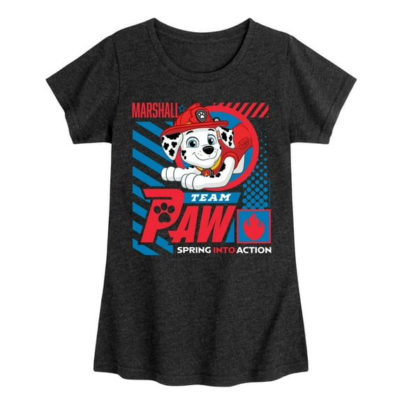 Paw Patrol - Team Paw Marshall - Toddler & Youth Girls Short Sleeve Graphic T-Shirt