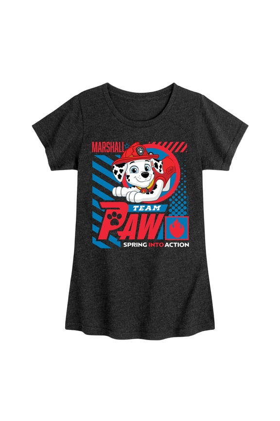 - Team Paw Marshall - Toddler & Youth Girls Short Sleeve Graphic T-Shirt