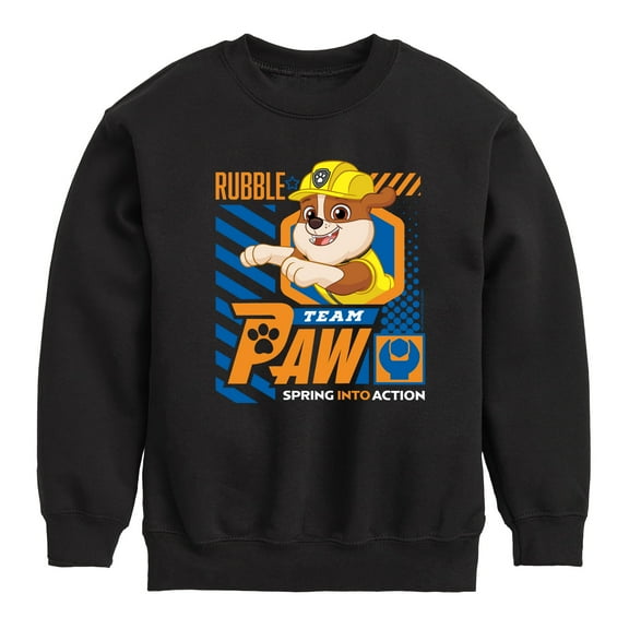 Paw Patrol - Team Paw Rubble - Toddler & Youth Crewneck Fleece Sweatshirt