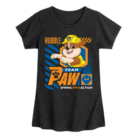 Paw Patrol - Team Paw Rubble - Toddler & Youth Girls Short Sleeve Graphic T-Shirt