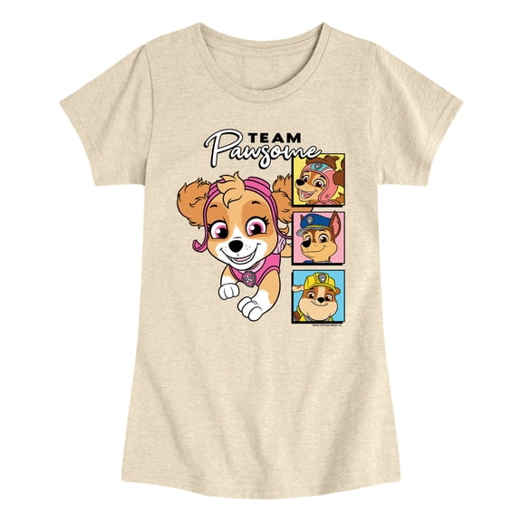 Paw Patrol - Team Pawsome - Youth Girls Fitted Short Sleeve T-Shirt