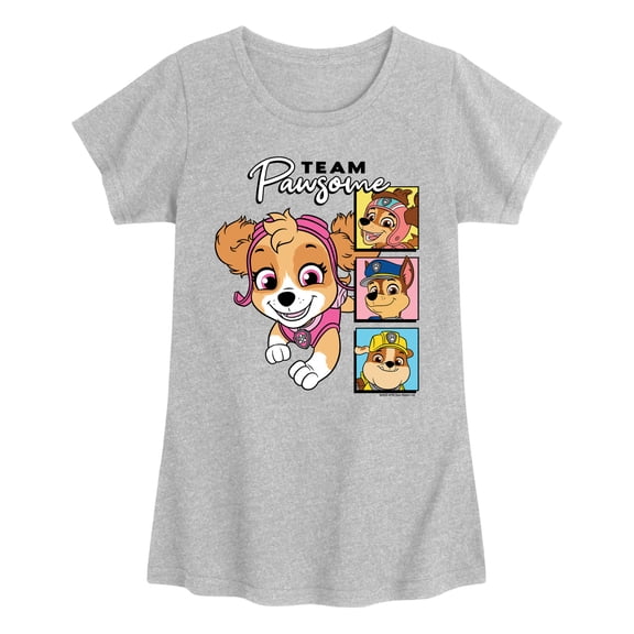 Paw Patrol - Team Pawsome - Youth Girls Fitted Short Sleeve T-Shirt