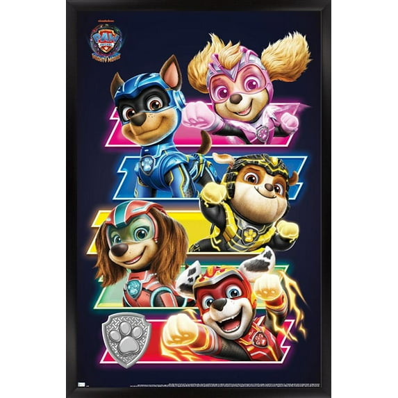 Paw Patrol: The Mighty Movie - Bars Wall Poster, 14.725" x 22.375" Framed