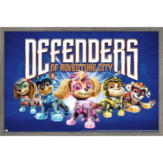 Paw Patrol: The Mighty Movie - Defenders Wall Poster, 14.725" x 22.375" Framed