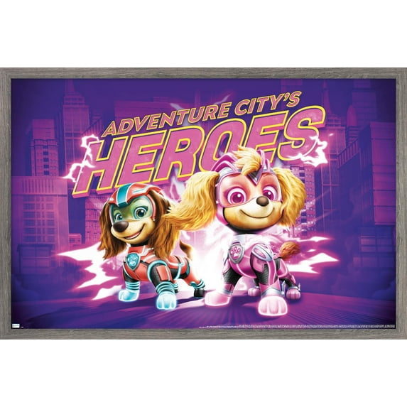 Paw Patrol: The Mighty Movie - Heroes Wall Poster, 14.725" x 22.375" Framed