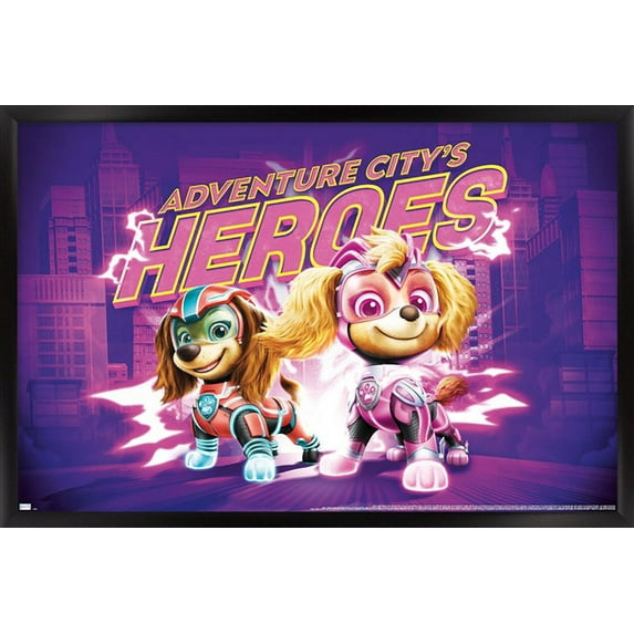 Paw Patrol: The Mighty Movie - Heroes Wall Poster, 22.375" x 34" Framed