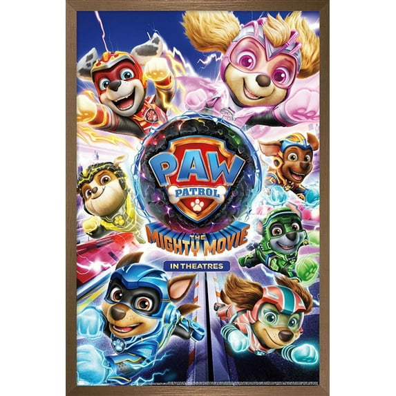 Paw Patrol: The Mighty Movie - One Sheet Wall Poster, 22.375" x 34" Framed