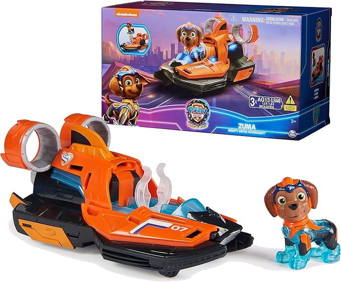 Paw Patrol The Mighty Movie Toy Jet Boat with Zuma Mighty Pups Action Figure Lights and Sounds Kids Toys for Boys Girls 3 Walmart