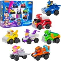 Paw Patrol: The Mighty Movie Toy Vehicle Set: 7 Pack with All Major Characters & Exclusive Mayor Humdinger Movie Figure- Gift Set with Rubble, Chase, Skye, Zuma, Marshall & Rocky (Unique Movie Color)