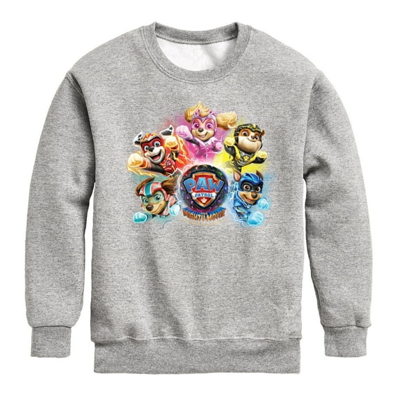Paw Patrol The Movie - Mighty Movie Character Group - Toddler & Youth Crewneck Fleece Sweatshirt