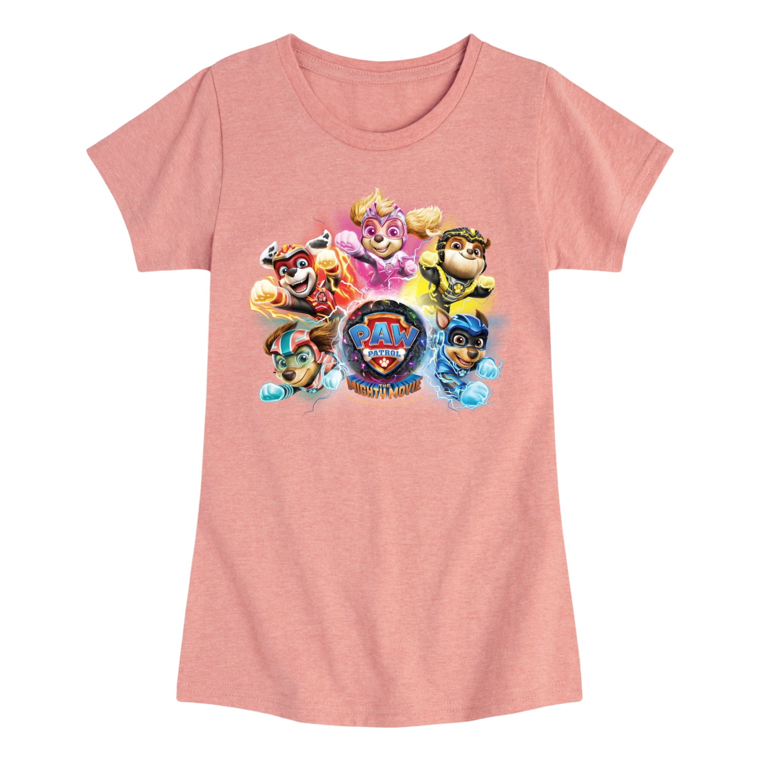 Paw Patrol The Movie - Mighty Movie Character Group - Toddler & Youth Girls  Short Sleeve Graphic T-Shirt