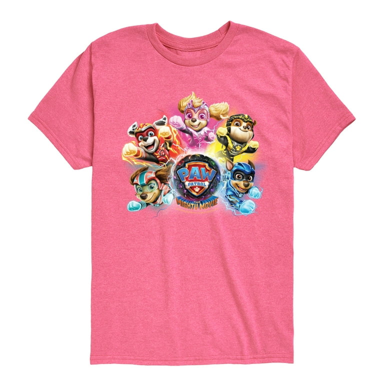 Paw Patrol The Movie - T-Shirt Short Mighty Sleeve Movie Character Graphic - & Group Youth Toddler