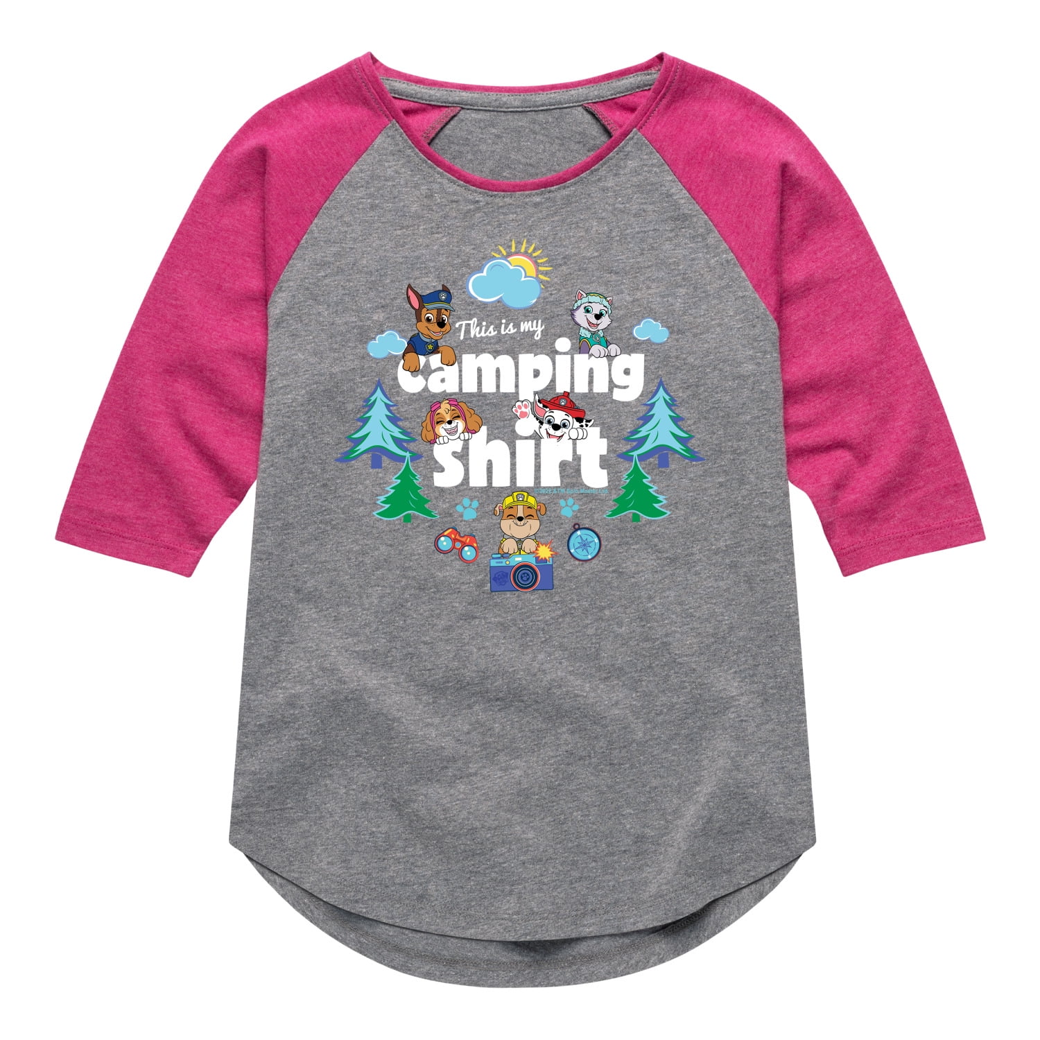 Paw Patrol This Is My Camping Shirt Toddler And Youth Girls Raglan