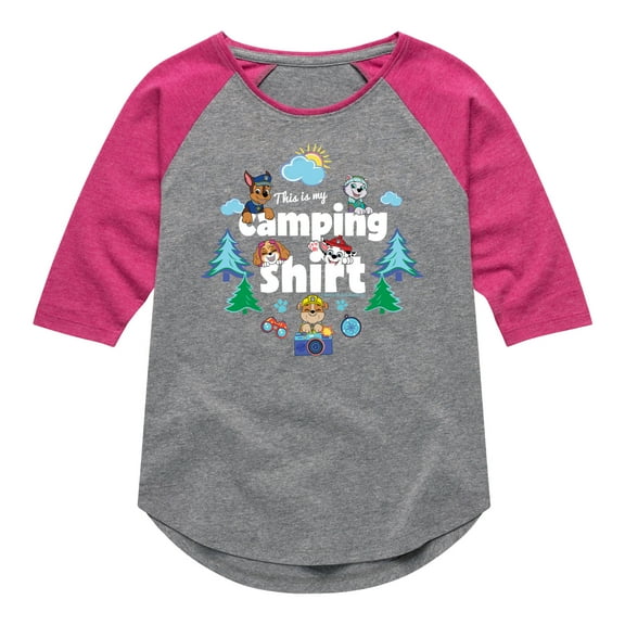 Paw Patrol - This Is My Camping Shirt - Toddler And Youth Girls Raglan Graphic T-Shirt