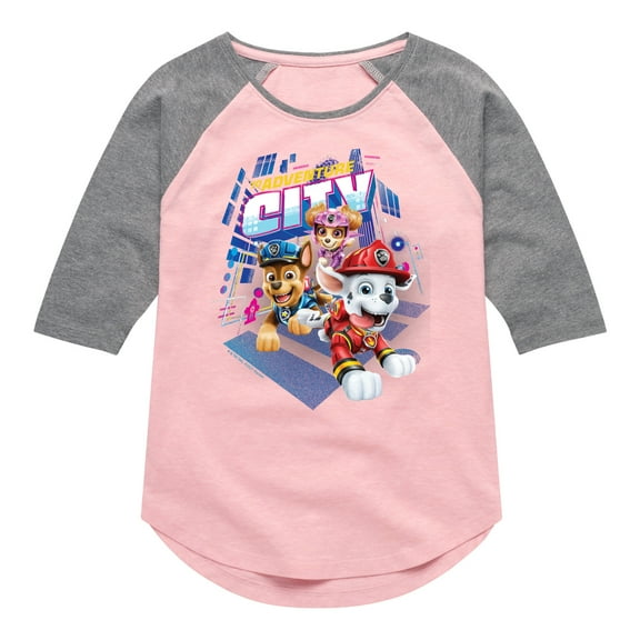 Paw Patrol - To Adventure City - Toddler And Youth Girls Raglan Graphic T-Shirt