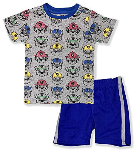 PAW Patrol 3pcs Toddler Boy Striped/Allover Print Short-sleeve Tee, Shorts and Mask Set